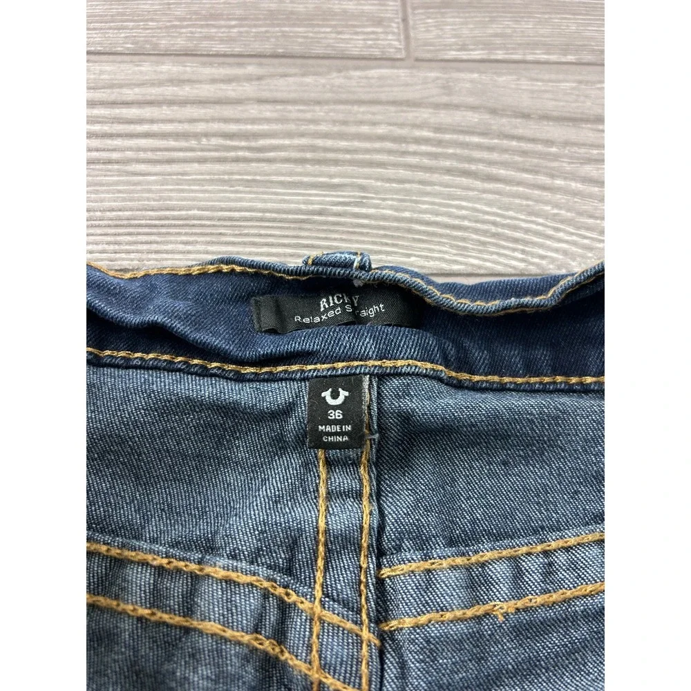 True Religion Ricky Relaxed Straight Dark Wash Jeans Blue 36 Mens
